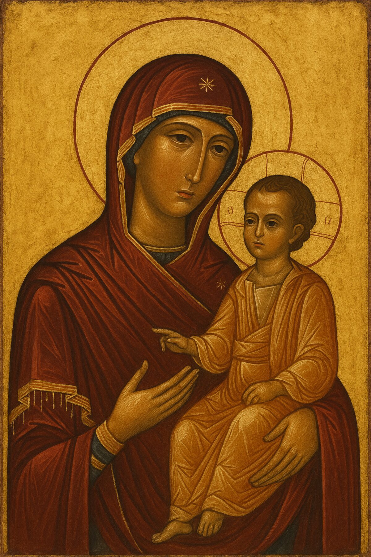 Mother of God (Theotokos) — finished icon, completed by the iconographer