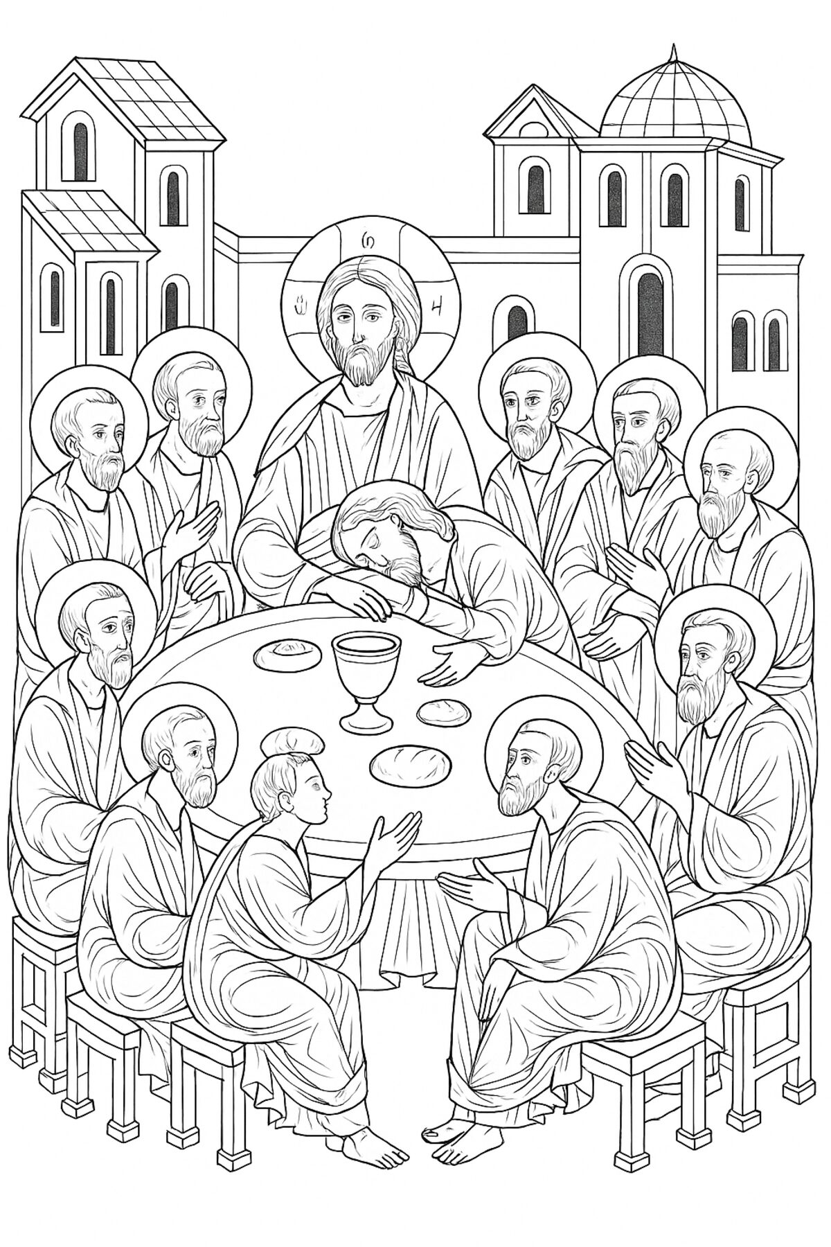 The Last Supper — the outline the children begin from
