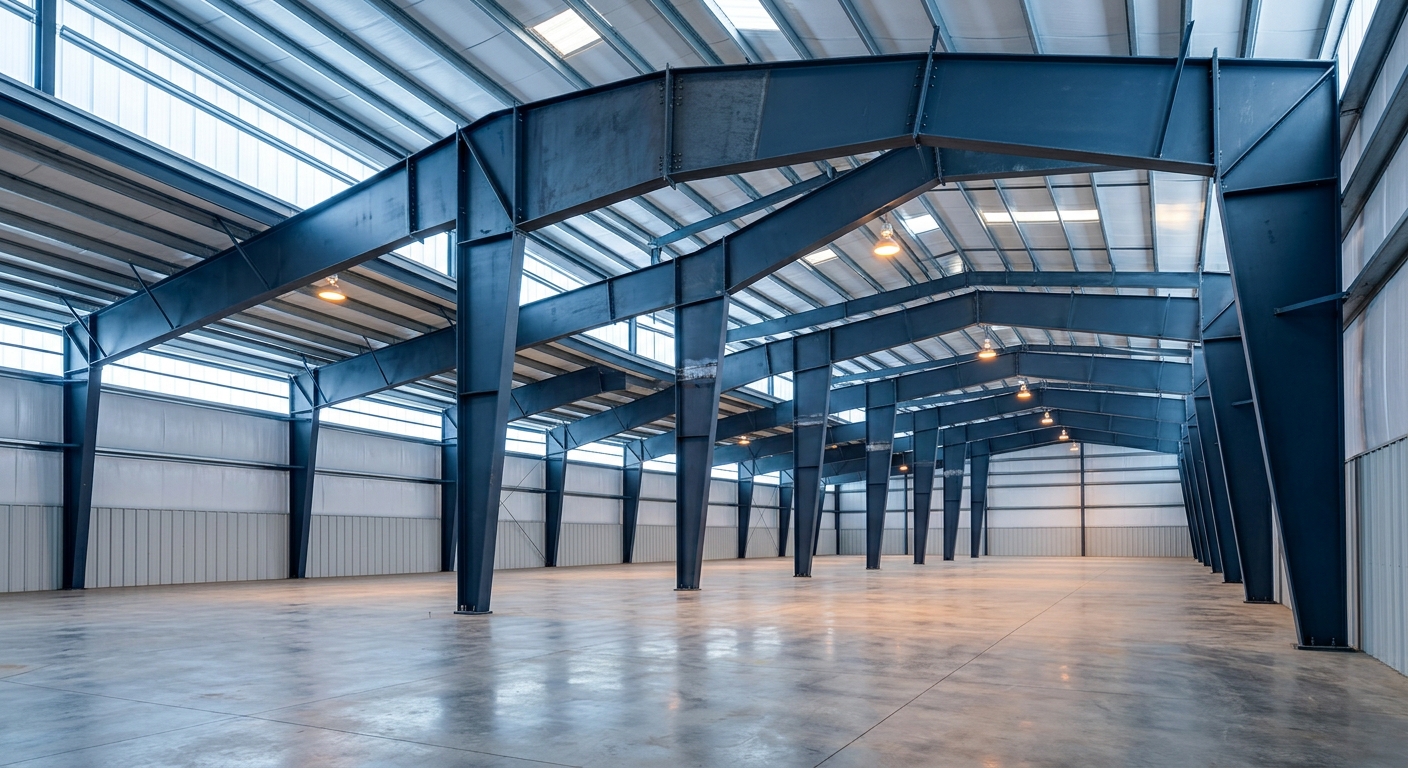 Clearspan-Rigid Frame (RCG): This tapered member frame can be used in clearspan situations from 40 to 250 feet. It can be either gable or single slope. Common roof slopes of 1/4 to 6 in 12 are offered. When large clearspan areas are required for special industrial and commercial projects, the Clearspan Frame type is typically the economical choice.