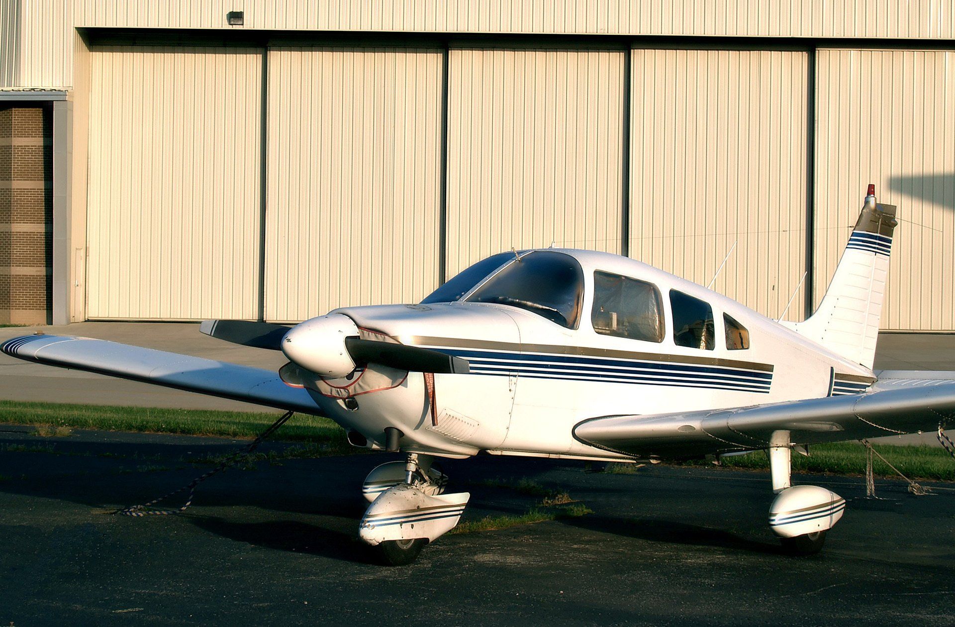 Personal prop plane in hangar