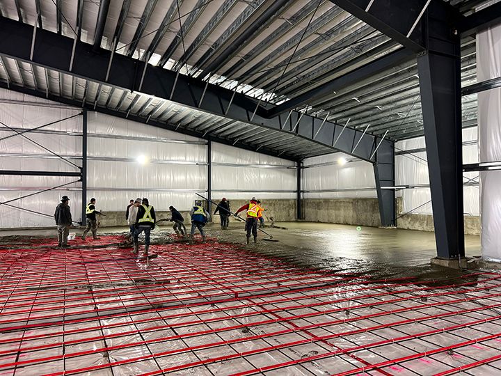 Concrete floor installation at Rods Power Marine