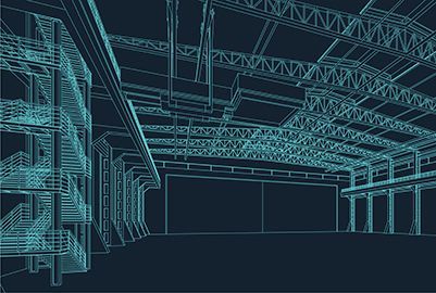 Steel building design and BIM model