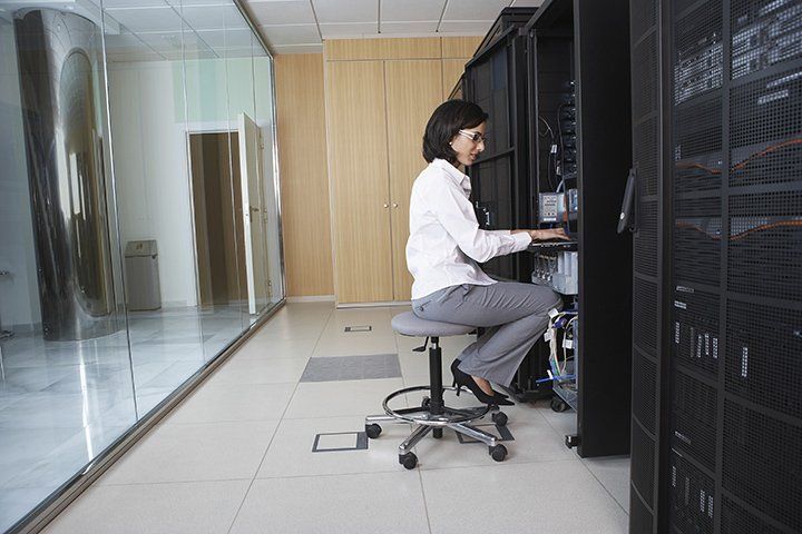 Crypto mining facility seated server racks